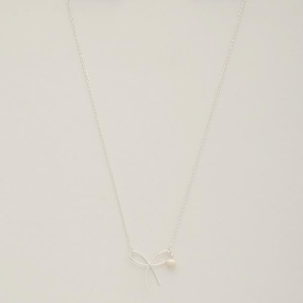 DAINTY BOW PEARL BEAD NECKLACE