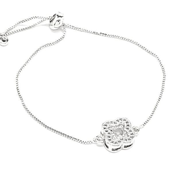 ADJUSTABLE CZ CLOVER BRACELET