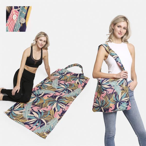TROPICAL BEACH BAG AND TOWEL COMBO 2-IN-1 CONVERTIBLE BEACH TOWEL AND BAG