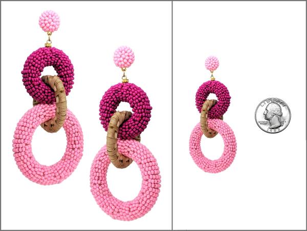 SEED BEAD RATTAN DANGLE POST EARRING