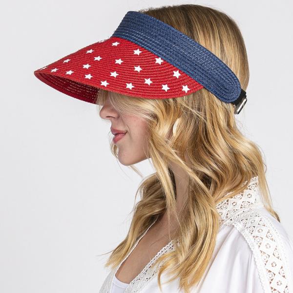 AMERICAN FLAG ROLL UP SUN VISOR WITH ADJUSTABLE ELASTIC BAND