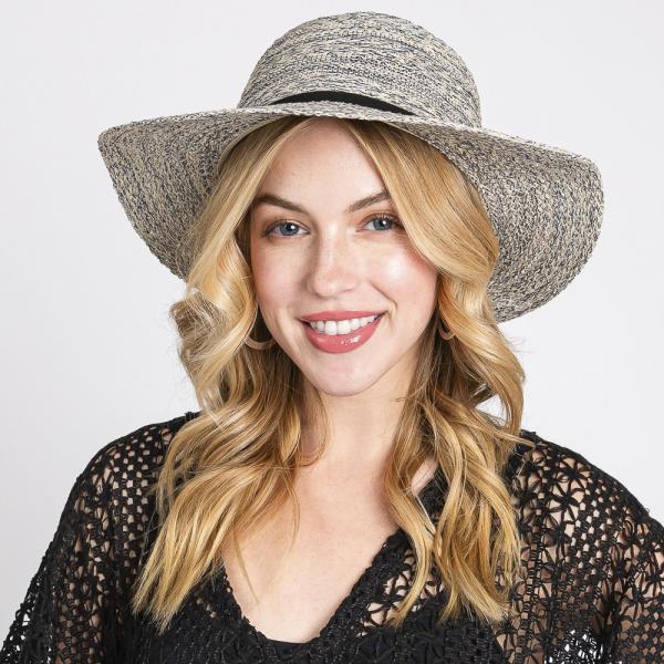 (ONLINE ONLY) MIXED BRAID PACKABLE SUN HAT WITH SUEDE BAND