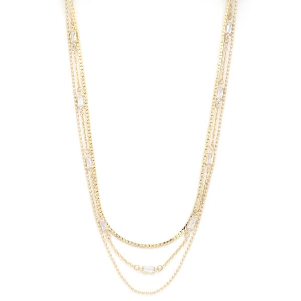 DAINTY CHAIN RECTANGLE LAYERED NECKLACE