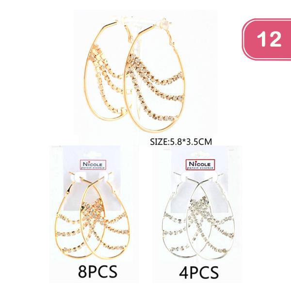 RHINESTONE HOOP EARRING (12 UNITS)