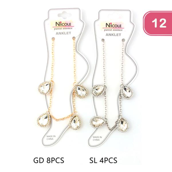 RHINESTONE GEM ANKLET (12 UNITS)