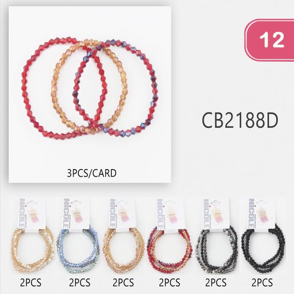 3 PAIR BEAD BRACELET (12 UNITS)