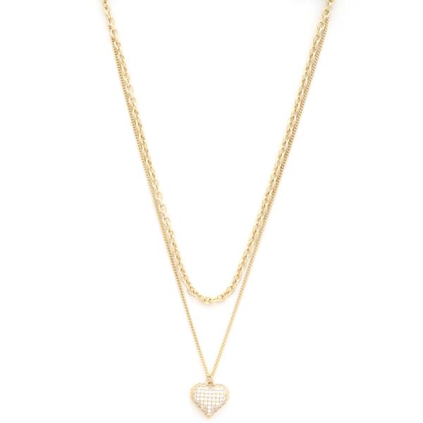 SODAJO HEART CHARM LAYERED GOLD DIPPED NECKLACE