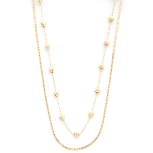 SODAJO DAINTY HEART LINK LAYERED GOLD DIPPED NECKLACE