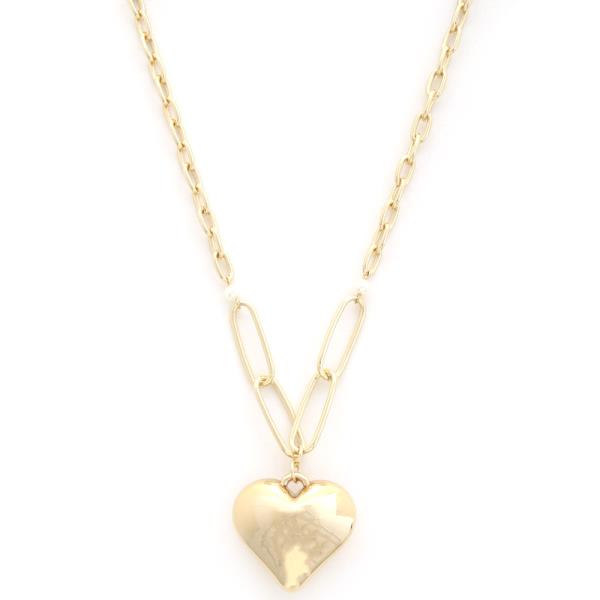 SODAJO PUFFY HEART PENDANT GOLD DIPPED NECKLACE
