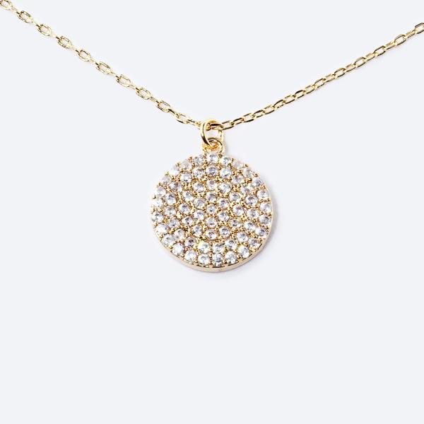 18K GOLD RHODIUM DIPPED SMALL JOYS ROUND CZ NECKLACE