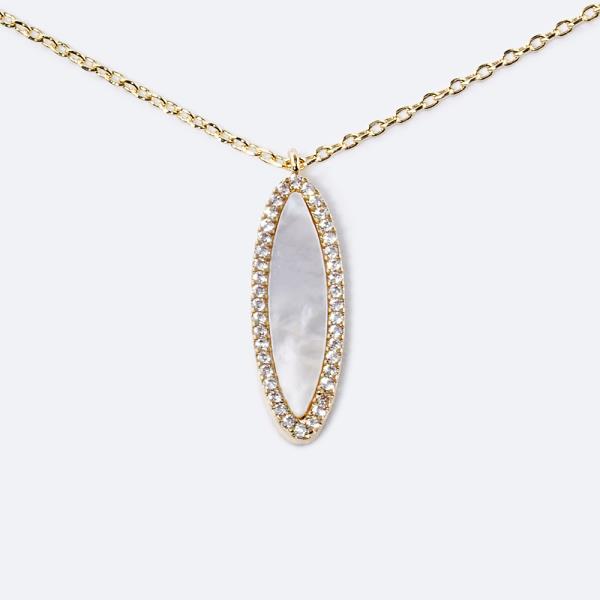 18K GOLD RHODIUM DIPPED SMALL JOYS OVAL CZ NECKLACE