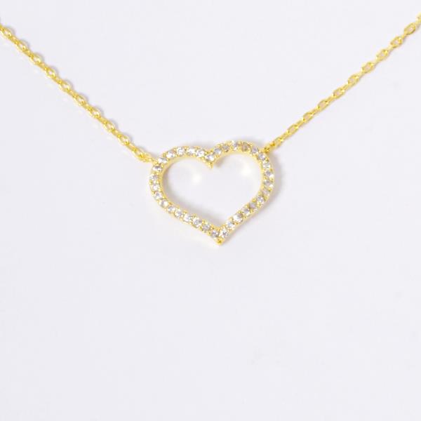 18K GOLD RHODIUM DIPPED LOVE HEART CZ NECKLACE