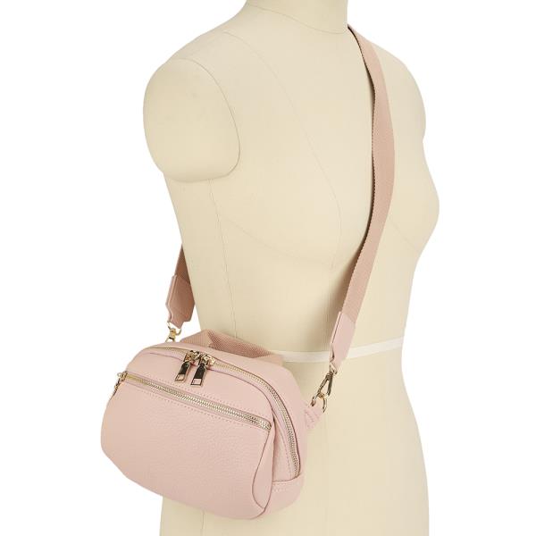 ROUNDED SMOOTH ZIPPER HANDLE CROSSBODY BAG