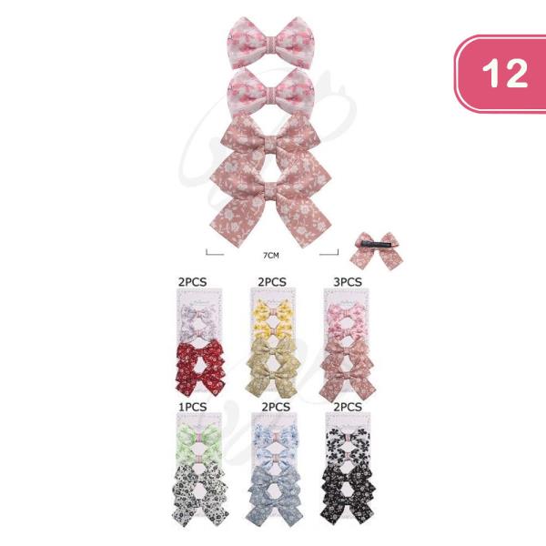 FLORAL PRINT HAIR BOW (12 UNITS)