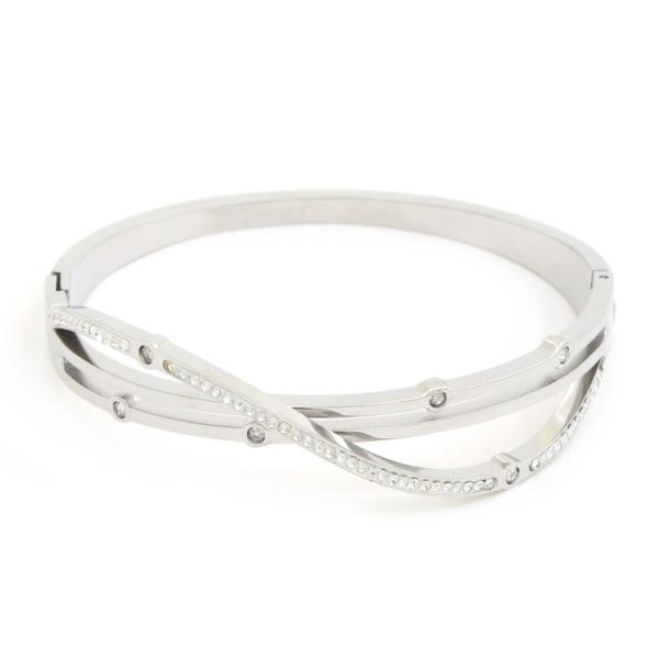 CRISS CROSS RHINESTONE STAINLESS STEEL BRACELET