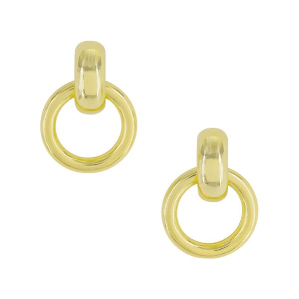 BRASS GOLD PLATED 30MM ROUND EARRING
