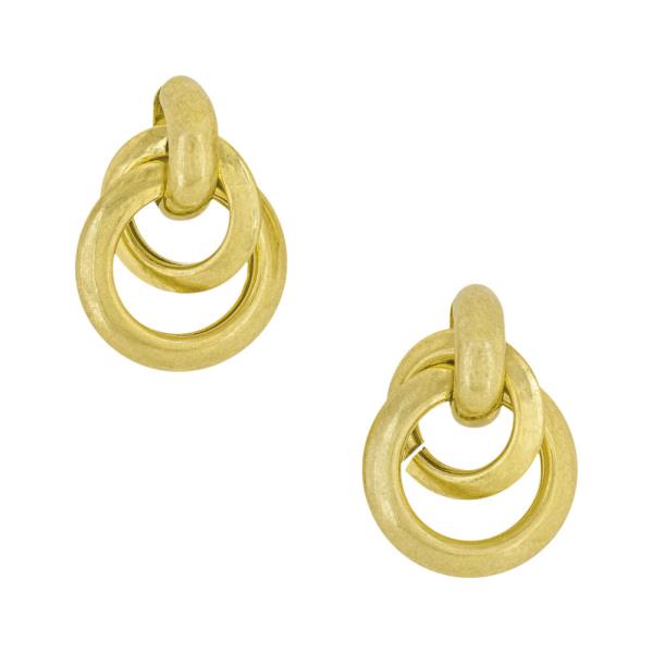 BRASS VINTAGE GOLD PLATED 34MM ROUND EARRING