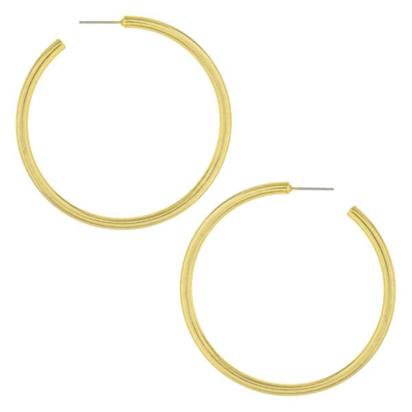 BRASS NEW VINTAGE GOLD PLATED 60MM HOOP EARRING