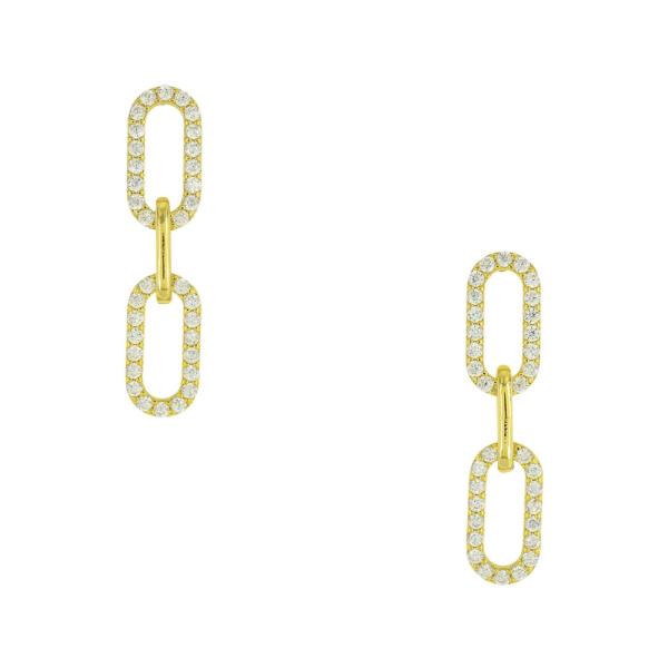 BRASS GOLD PLATED CZ 30MM EARRING