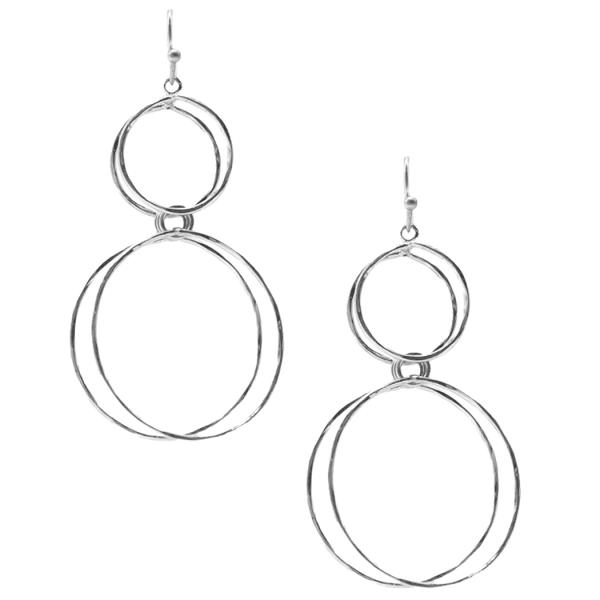 METAL DOUBLE ROUND DANGLE EARRING