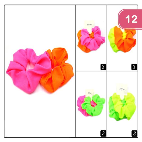 PASTEL /NEON COLORED HAIR SCRUNCHIES (12 UNITS)