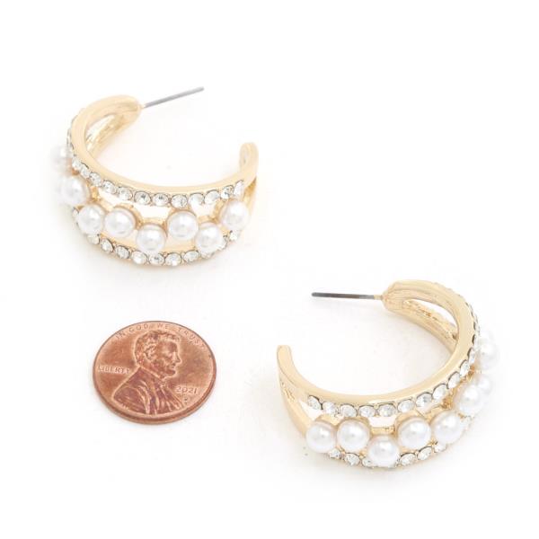 DOUBLE HOOP PEARL BEAD EARRING