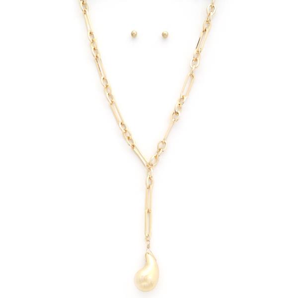 TEARDROP DOME OVAL LINK LAYERED NECKLACE