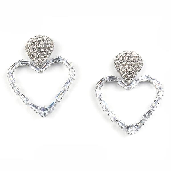 CZ RHINESTONE HEART EARRING