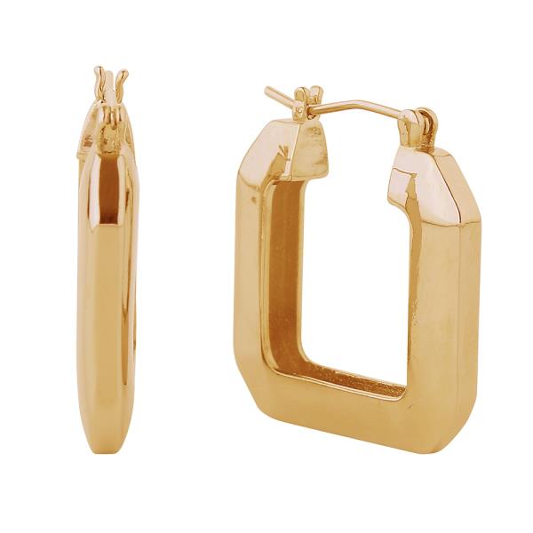14K GOLD/WHITE GOLD DIPPED SOUARE HOLLOW PINCATCH EARRINGS