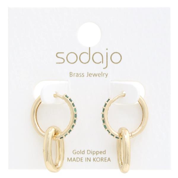 SODAJO CRYSTAL OVAL CIRCLE LINK GOLD DIPPED EARRING
