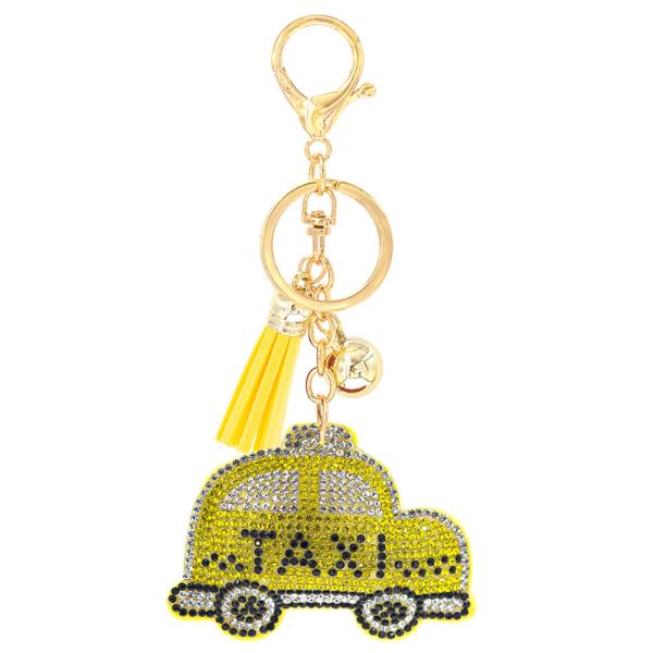 YELLOW TAXI KEYCHAIN WITH TASSEL