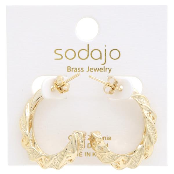 SODAJO TWISTED LINK OPEN OVAL GOLD DIPPED EARRING