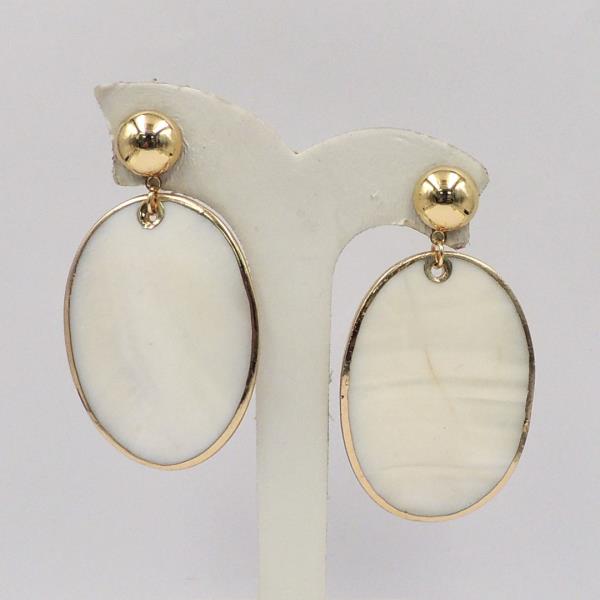 OVAL MOTHER OF PEARL DROP EARRINGS