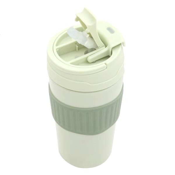 RUBBER HANDLE TUMBLER WITH STRAW