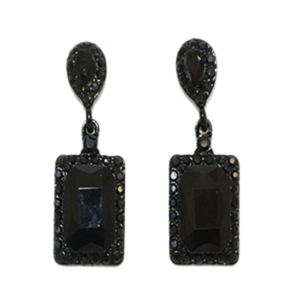 RECTANGLE CRYSTAL GEMSTONE PARTY DANGLE EARRING