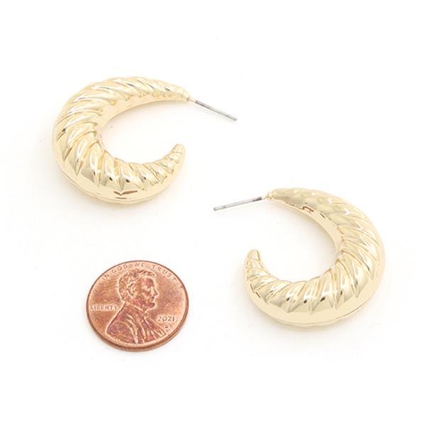 SODAJO BRASS GOLD DIPPED TEXTURED HOOP EARRING