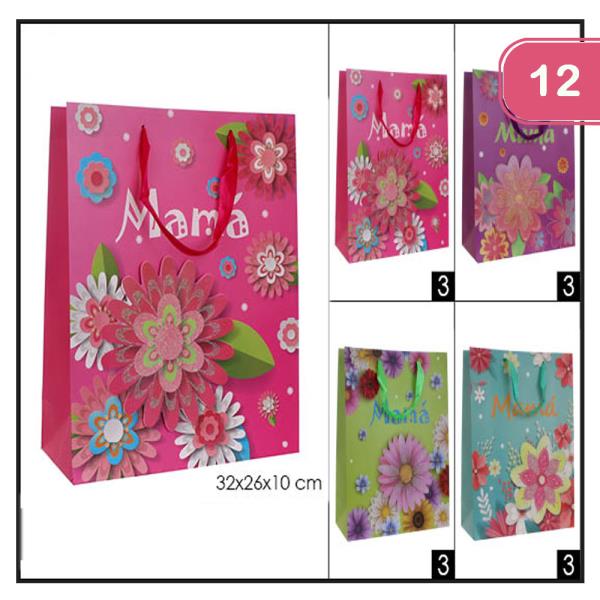 COLORFUL FLOWER MAMA MOTHERS DAY GIFT BAG (12 UNITS)