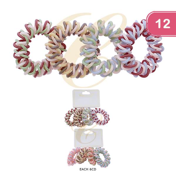 MULTI COLOR SPIRAL HAIR TIE (12 UNITS)