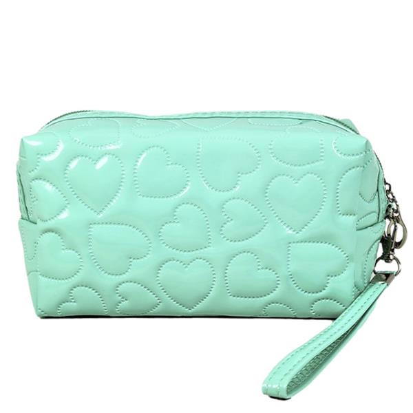 ENAMEL HEART PATTERN MAKEUP POUCH