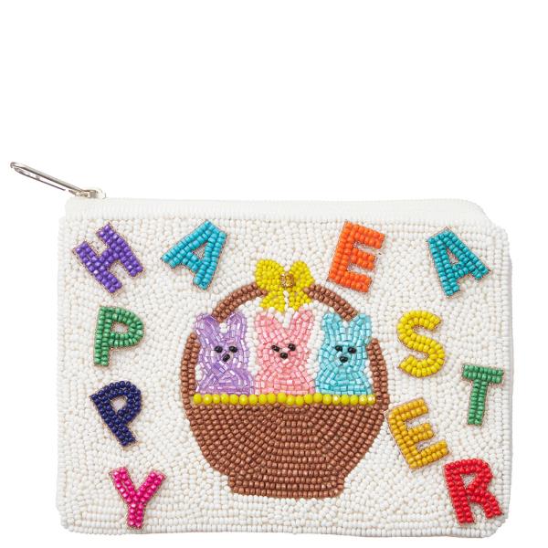 SEED BEAD HAPPY EASTER COIN POUCH