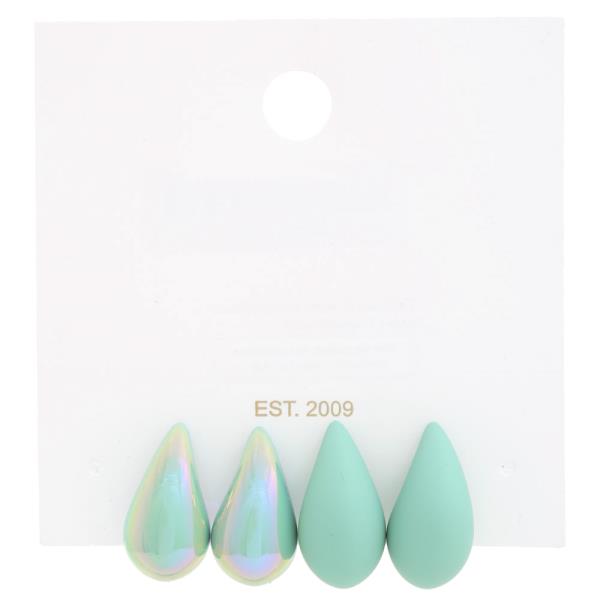 IRIDESCENT TEARDROP DOME EARRING SET