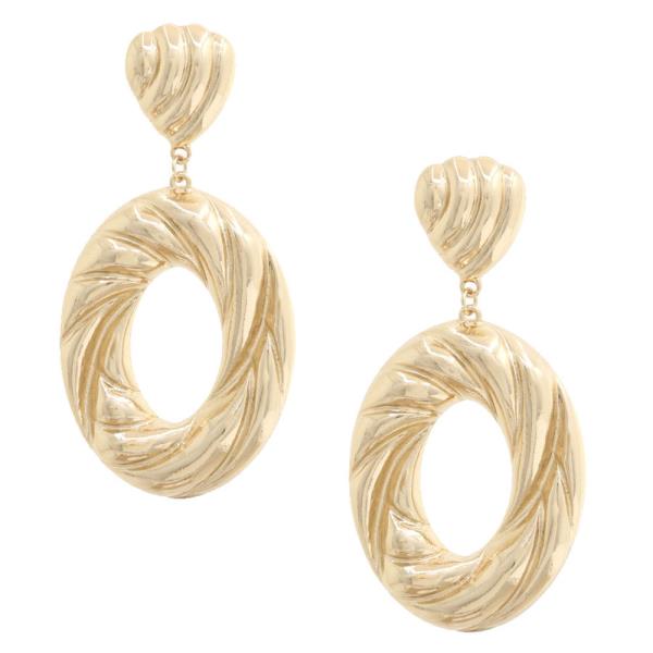 OVAL METAL DANGLE EARRING
