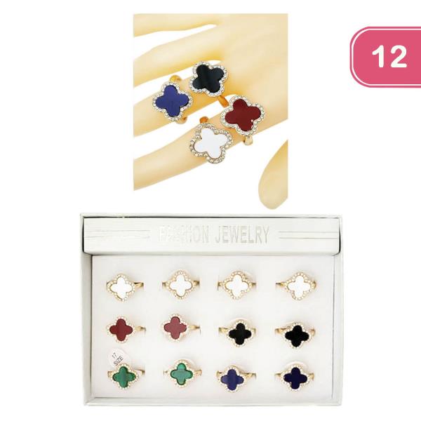 CLOVER RHINESTONE RING (12 UNITS)