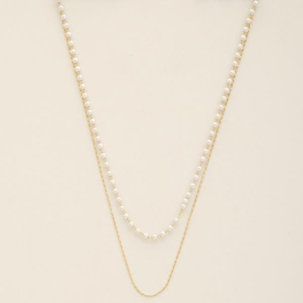 SODAJO PEARL BEAD GOLD DIPPED LAYERED NECKLACE