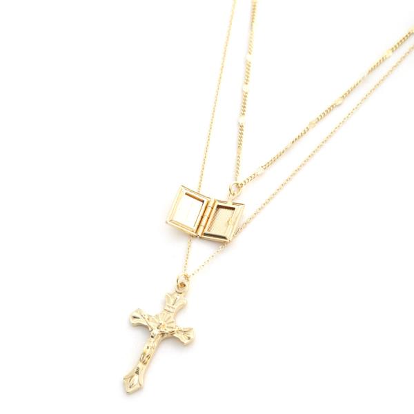 CROSS RELIGIOUS CHARM DAINTY LINK LAYERED NECKLACE