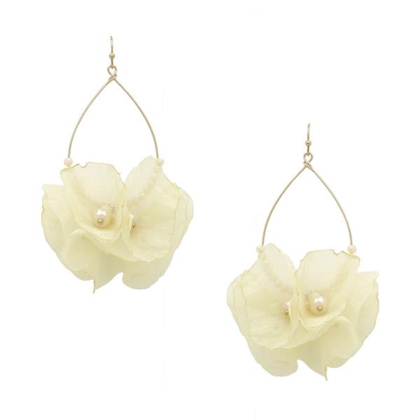 FABRIC FLOWER TEARDROP EARRINGS