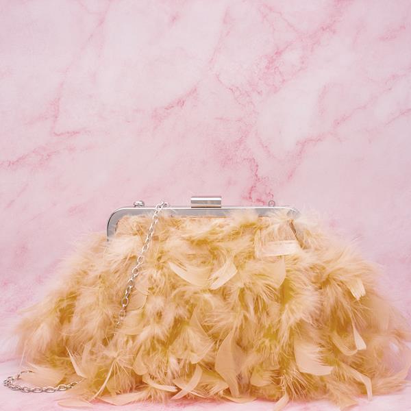 ALL OVER SOFT FEATHER SNAP CLUTCH CROSSBODY BAG