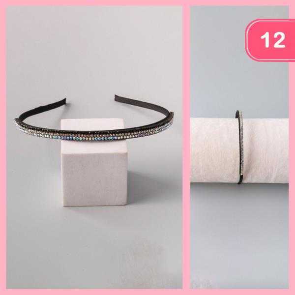 RHINESTONE STRIPED METAL HEADBAND (12 UNITS)