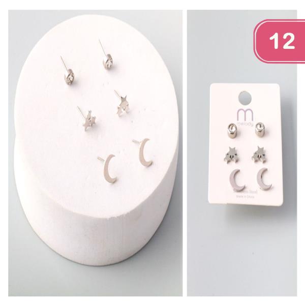 STAINLESS GALAXY EARRING SET (12 UNITS)