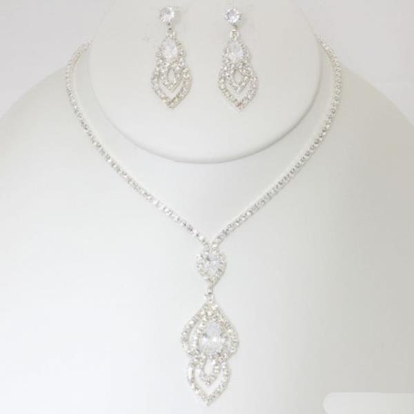 RHINESTONE NECKLACE EARRING SET